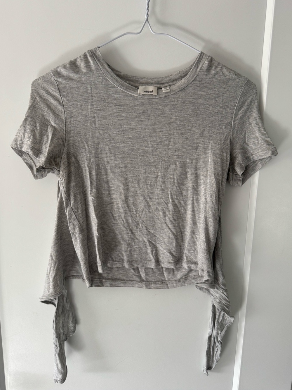 Wilfred Gray Tie-Hem Cropped Tee XS